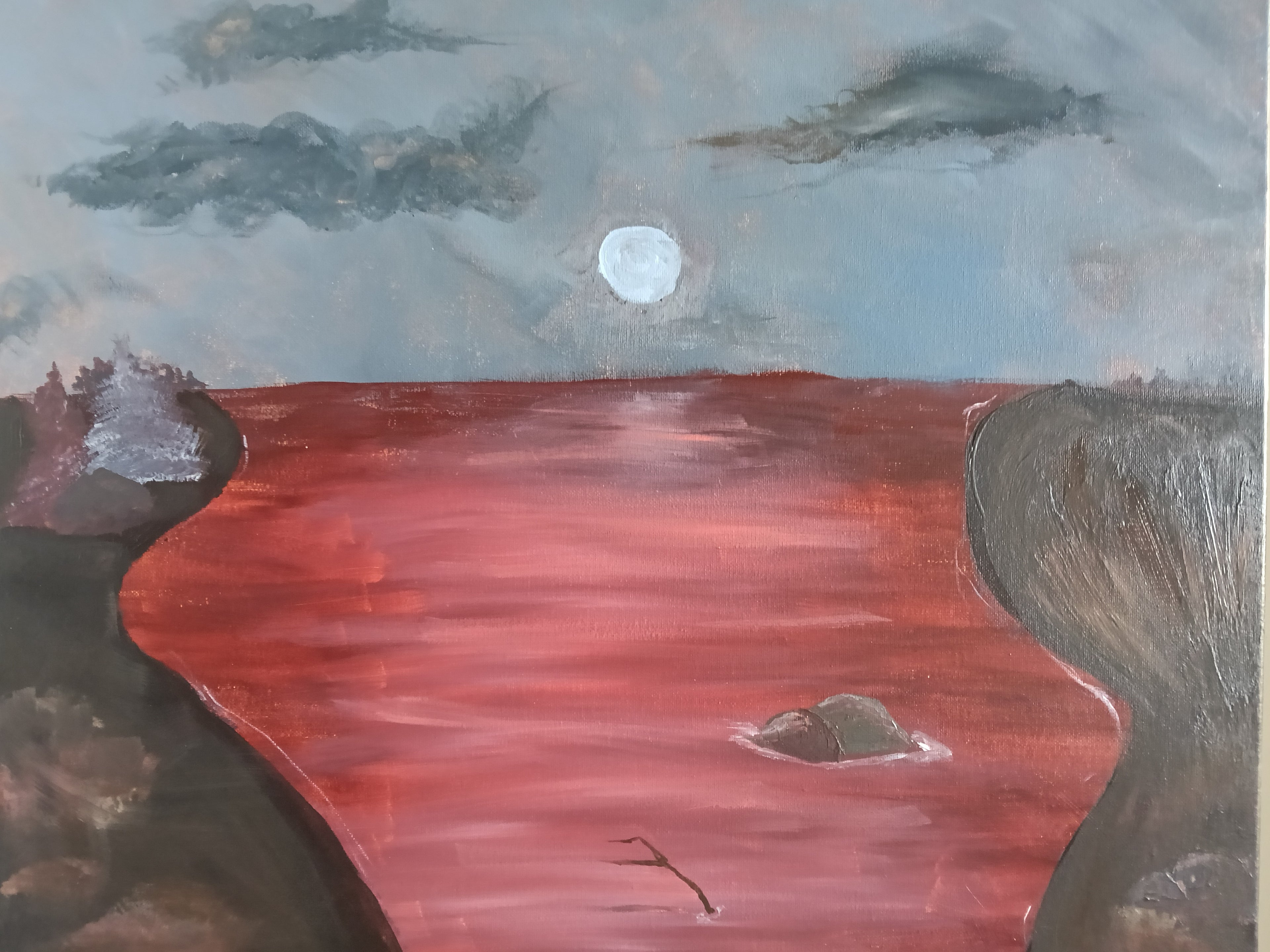 Original painting "The Moon Upstream"